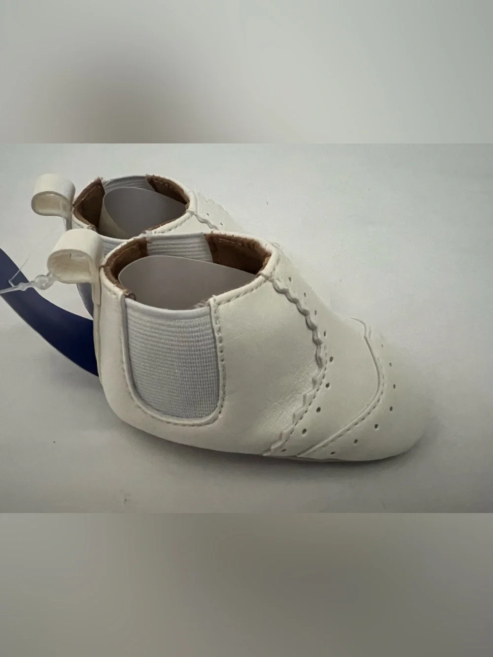 Baby White Brogue-Style Walker Shoes